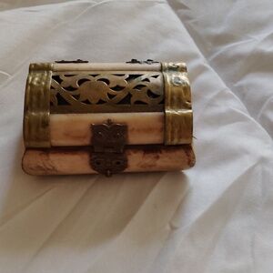 Bone and brass ornate jewelry box